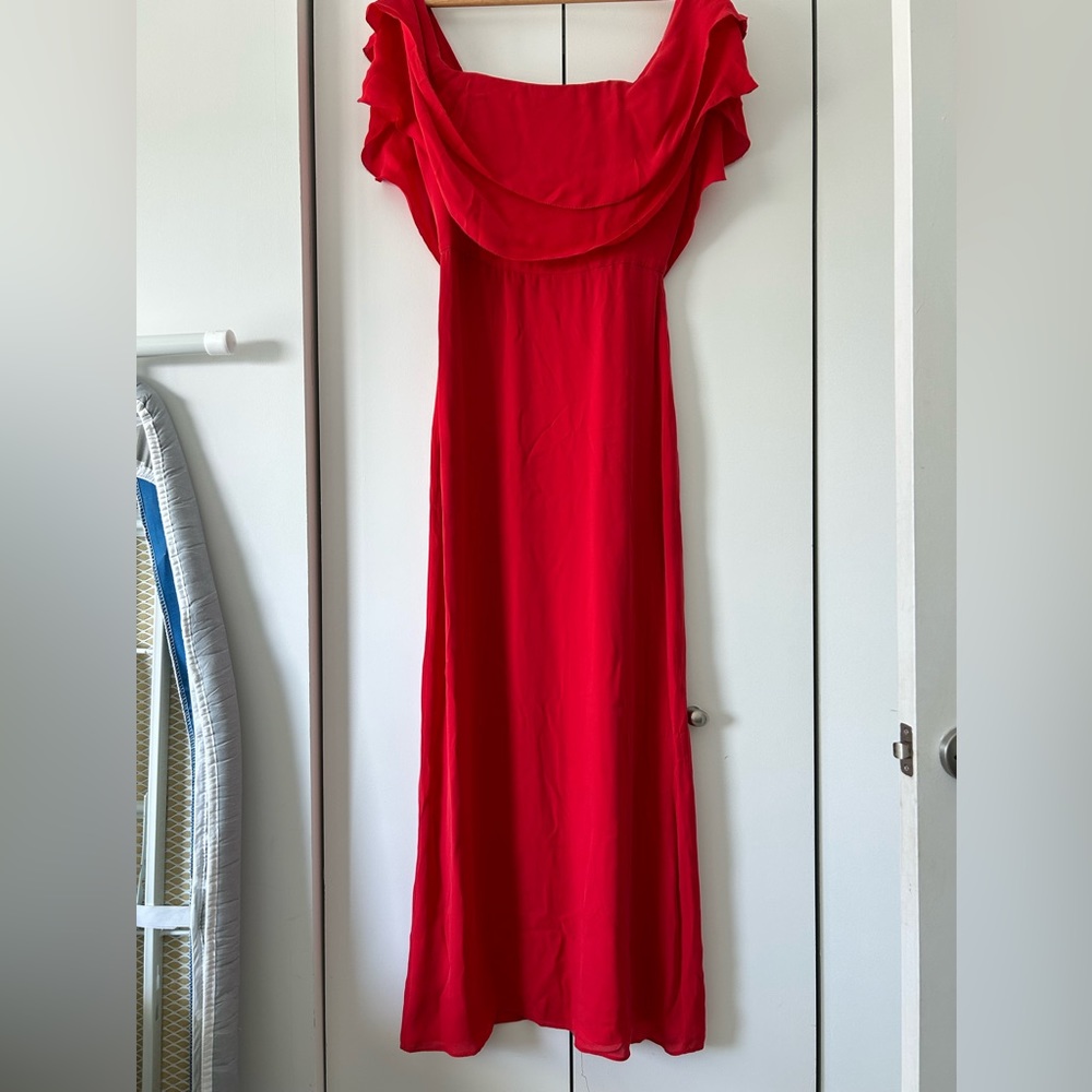 Parker black red silk dress size 4